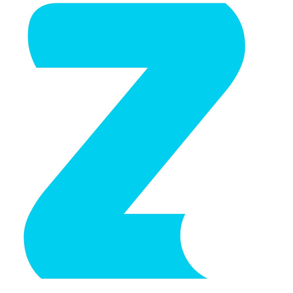 Zippr app icon: a cyan Z with a white dot